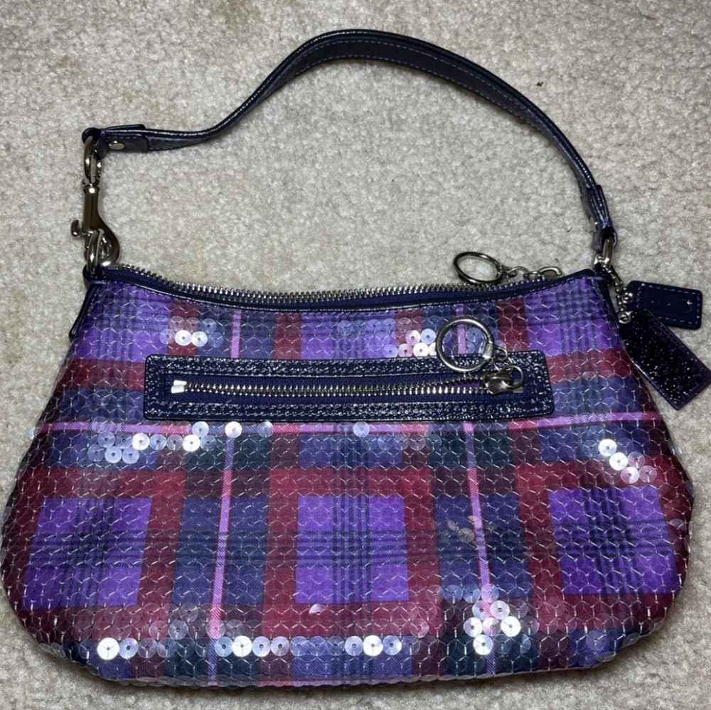 Limited-Edition Coach Poppy Tartan Plaid Small Sequined Shoulder Bag - MSRP $298 - Picture 3 of 15